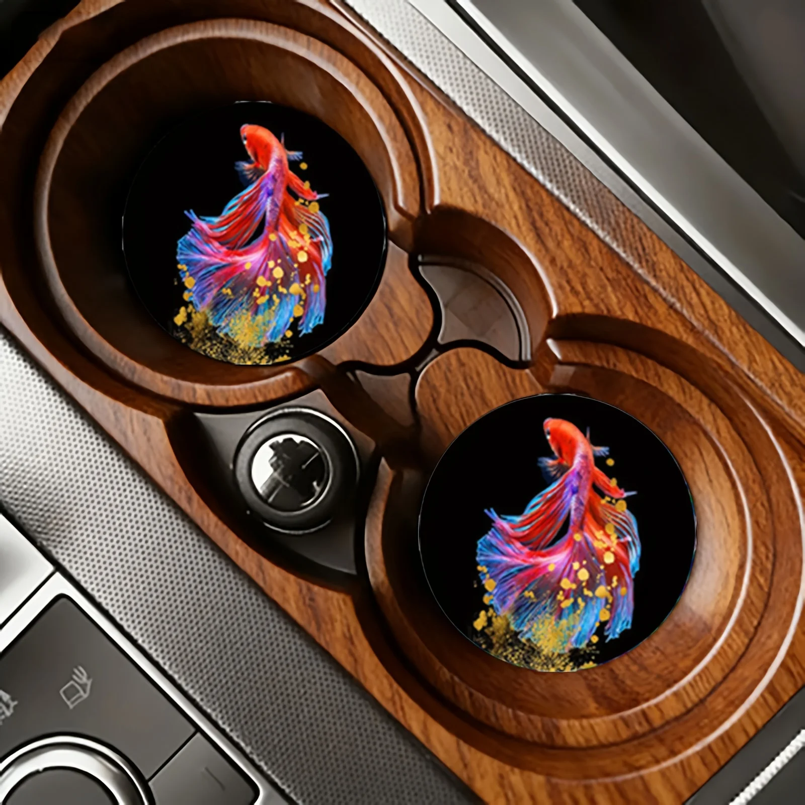 2pcs/4pcs Colorful Betta Fish Car Cup Holder Coasters - Non-Slip Suitable For For Vehicles, Suitable For Betta Fish Themed Car,