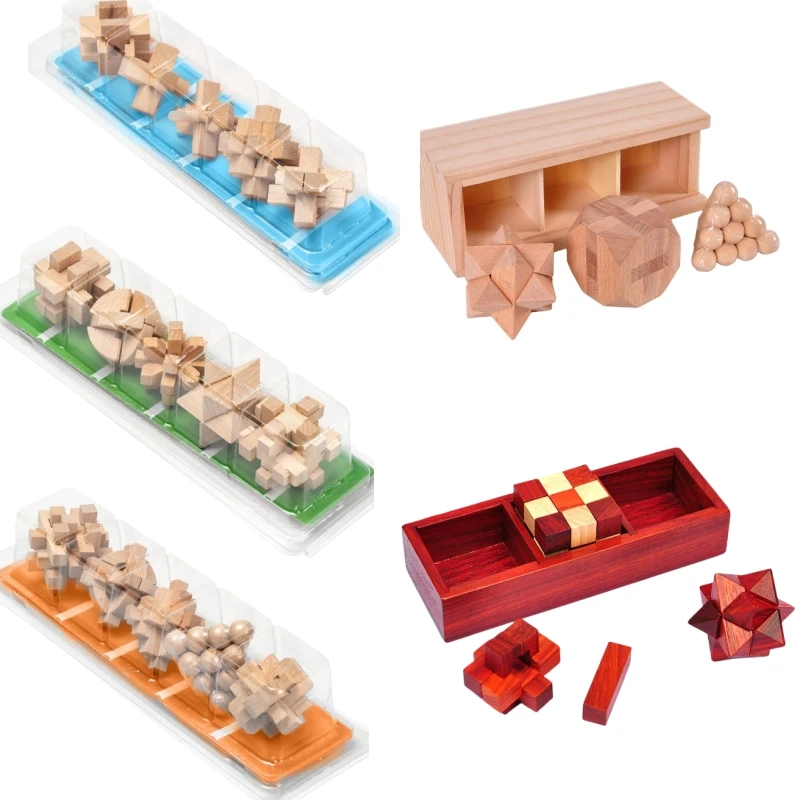 3D Jigsaw Puzzle LuBan Kong Ming Lock Intelligence Unlock Game Adult Puzzle Toys 3-6 6-12 12+ 18+ Year Old Wooden Kids Toys