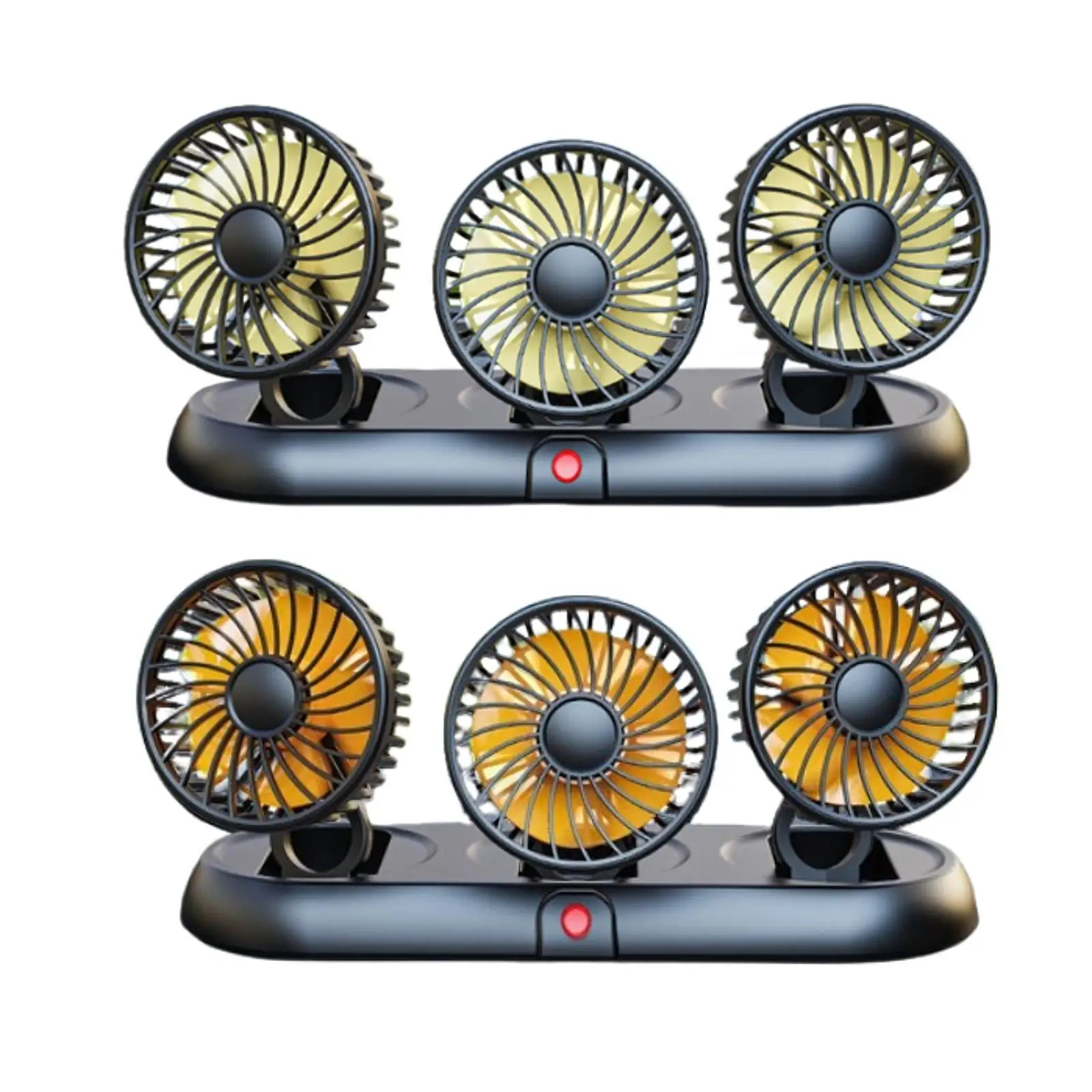 Wielofunkcyjny, obrotowy wentylator samochodowy z 3 głowicami, przenośny, do samochodów ciężarowych, na deskę rozdzielczą, do SUV-ów i sedanów.