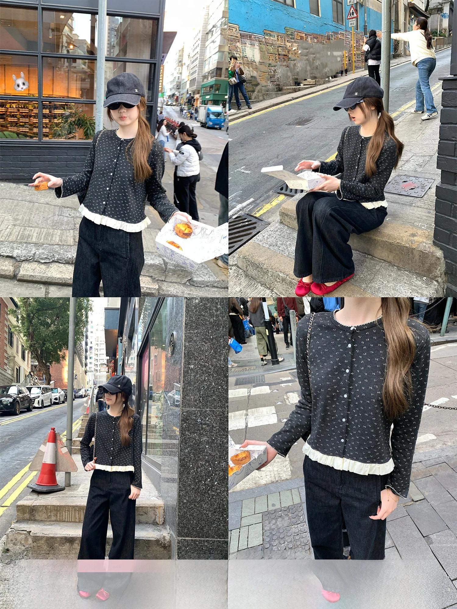 

Spring 2026 Long Sve Knitted Open Cardigan Women's Deep ey Floral Patchwork Lace Trim Casual Wear Regular Fit round Ne