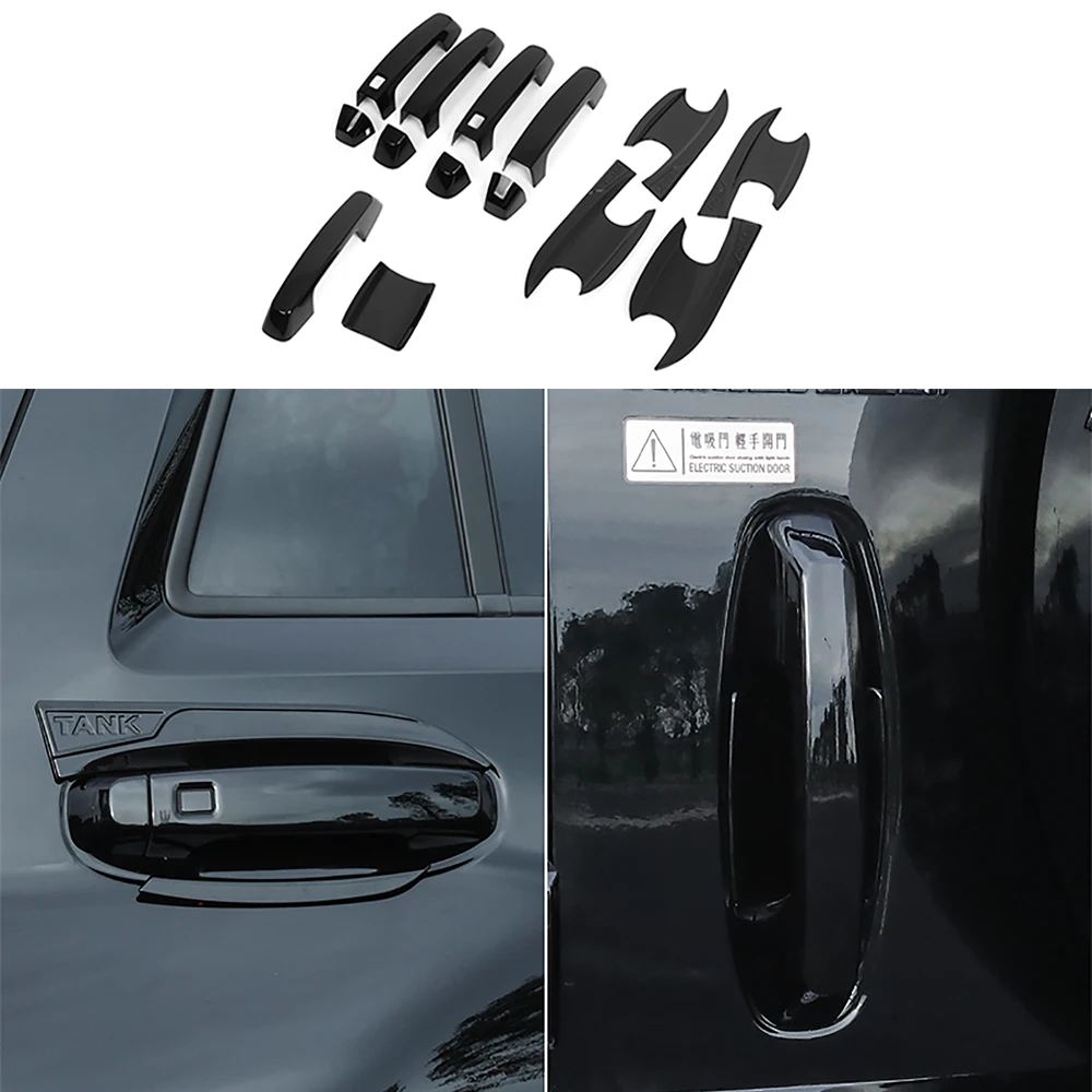 ABS Glossy Black Door Handle + Door Bowl Cover For Tank 700 Hi4-t 2024 Tailgate Handle Door Bowl Cover Car Styling Accessories