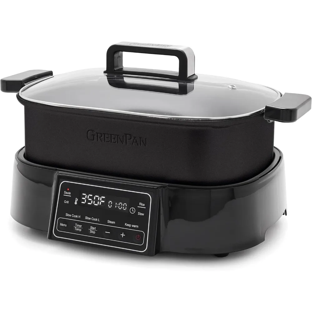 

6.5QT Multi-Cooker Skillet Grill & Slow Cooker, 8-in-1 Presets to Saute,Steam, Grill, Stew, Stir-Fry,Hea