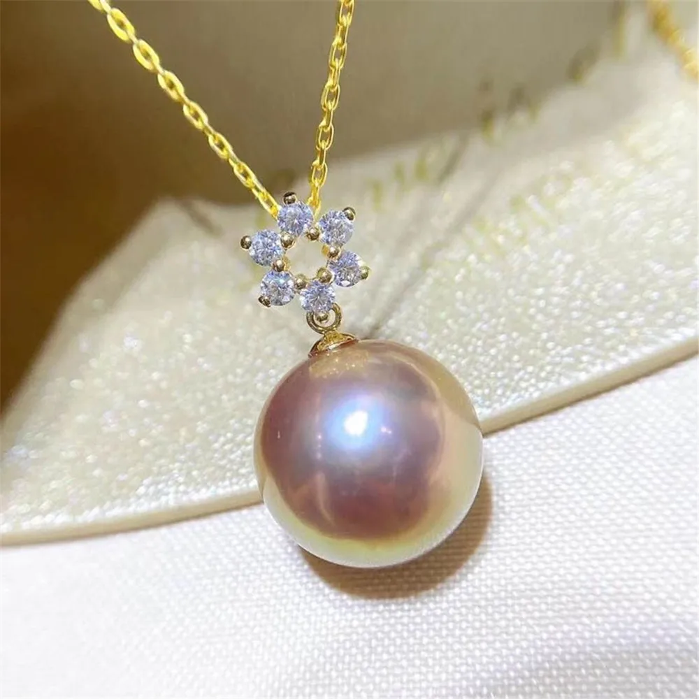 

DIY Pearl Accessories S925 Sterling Silver Pendant Empty Gold-plated Fashion Necklace Pendant Fit 8-12mm Oval Beads D395