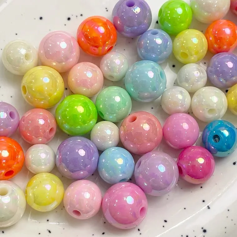 New 10-12-14mm AB Paint Acrylic Round Beads Jewelry Making Beads Loose Bead DIY Jewelry Hand Beaded Accessories Beads