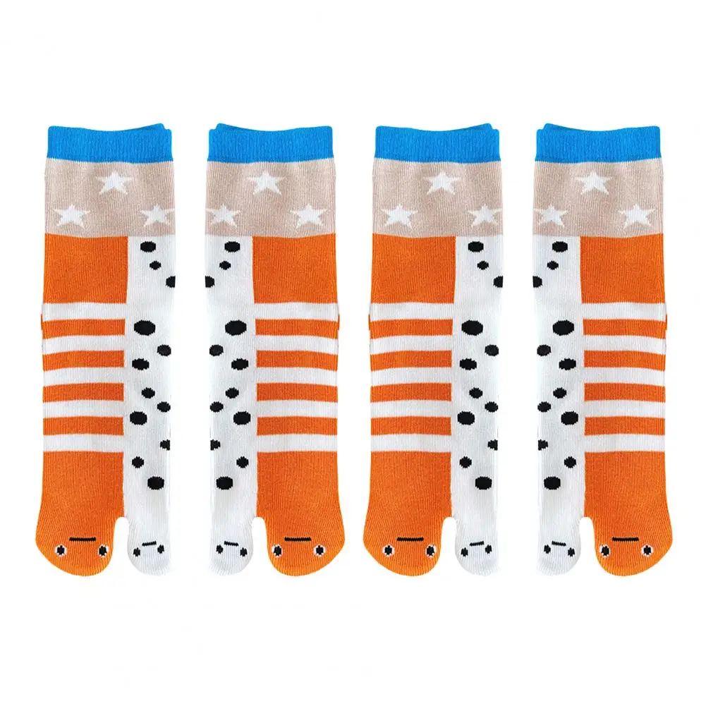 

1/2Pairs Women Split 2-Toe Socks Breathable Elastic Socks Moisture Wicking Soft Cartoon Print Flip Flop Cotton Socks Ножки