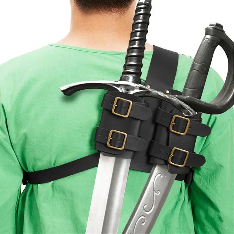 Mittelalterliche Schwert Scheide Schulter Rücken Scheide Halter Frosch für Männer Larp Ninja Krieger Kostüm Leder Schnalle Riemen Rapier Holster