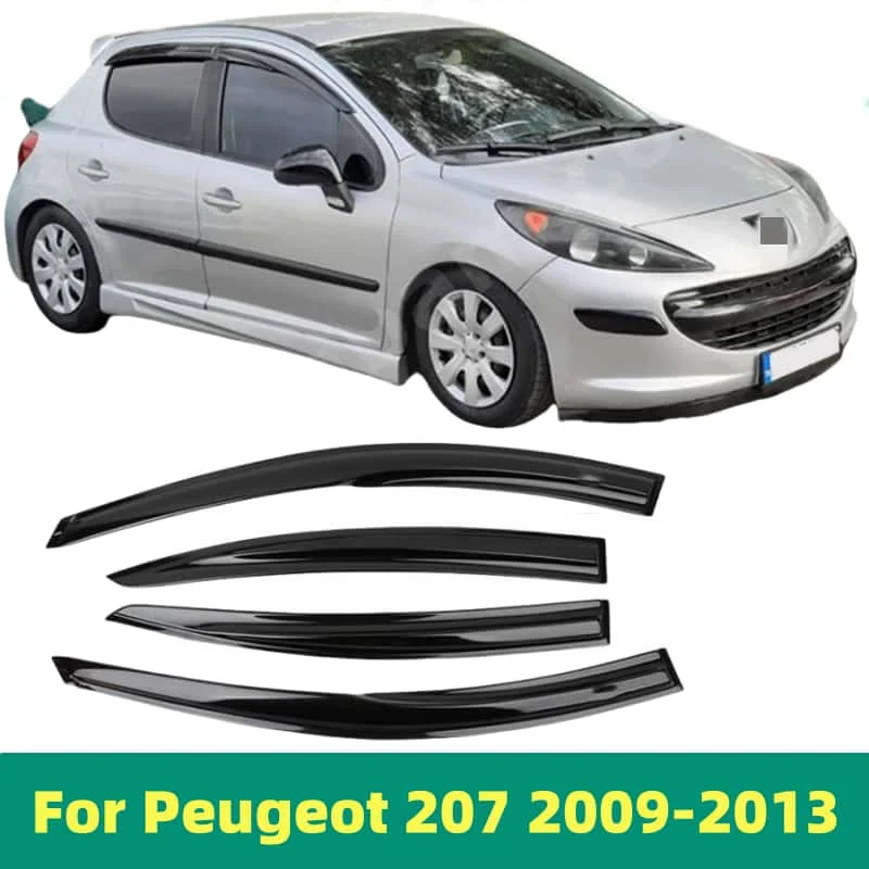 For Peugeot 207 2009 2010 2011 2012 2013 Window Visor Side Vent Rain Guard Deflectors Shade Shield Shelter Protector Cover