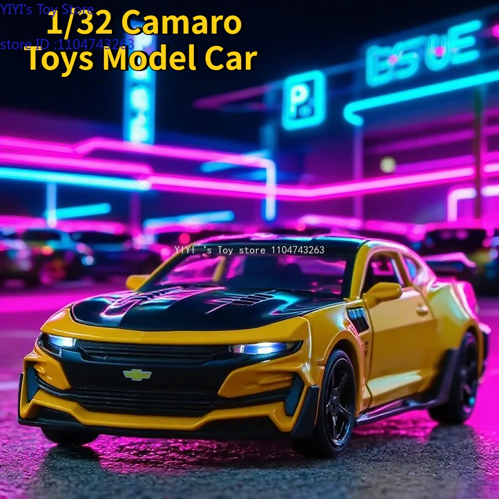 

Scale 1/32 Camaro Toys Model Car Alloy Metal Diecast With 4 Door Opened Sound Light Pull Back Vehicle for Boy Gift Collection
