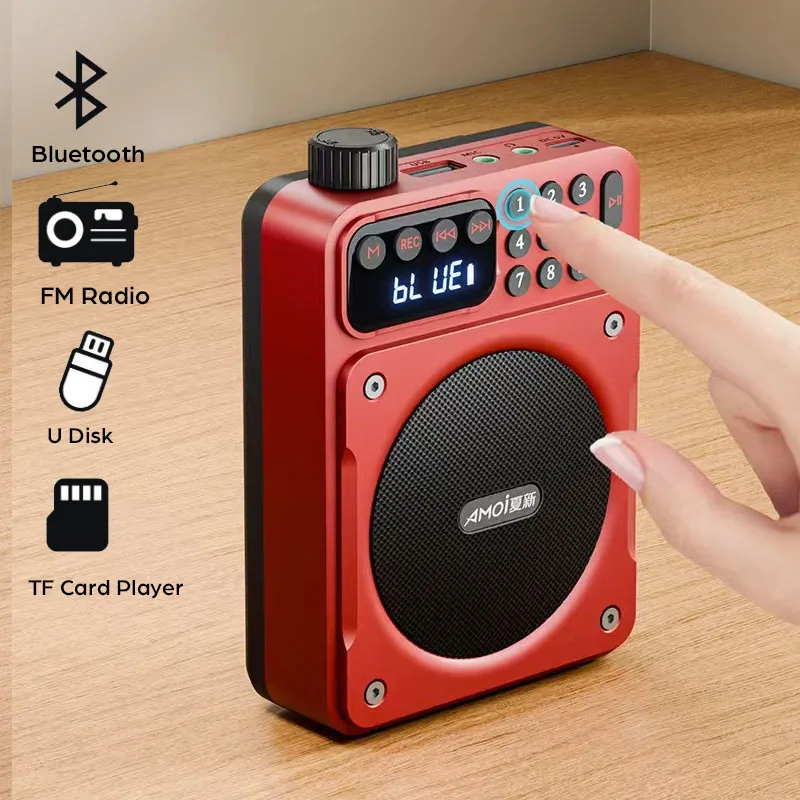Mini Radio FM portátil con batería recargable extraíble, receptor de Radios, Altavoz Bluetooth, reproductor de música USB TF, amplificador de voz HD