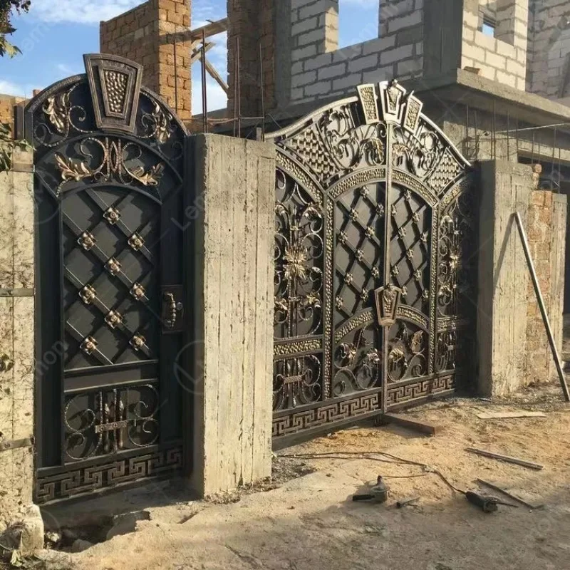 تصنيع الصين تصميم ممتاز لبوابة الحديد المطاوع / بوابات حديدية فاخرة للمنازل #3