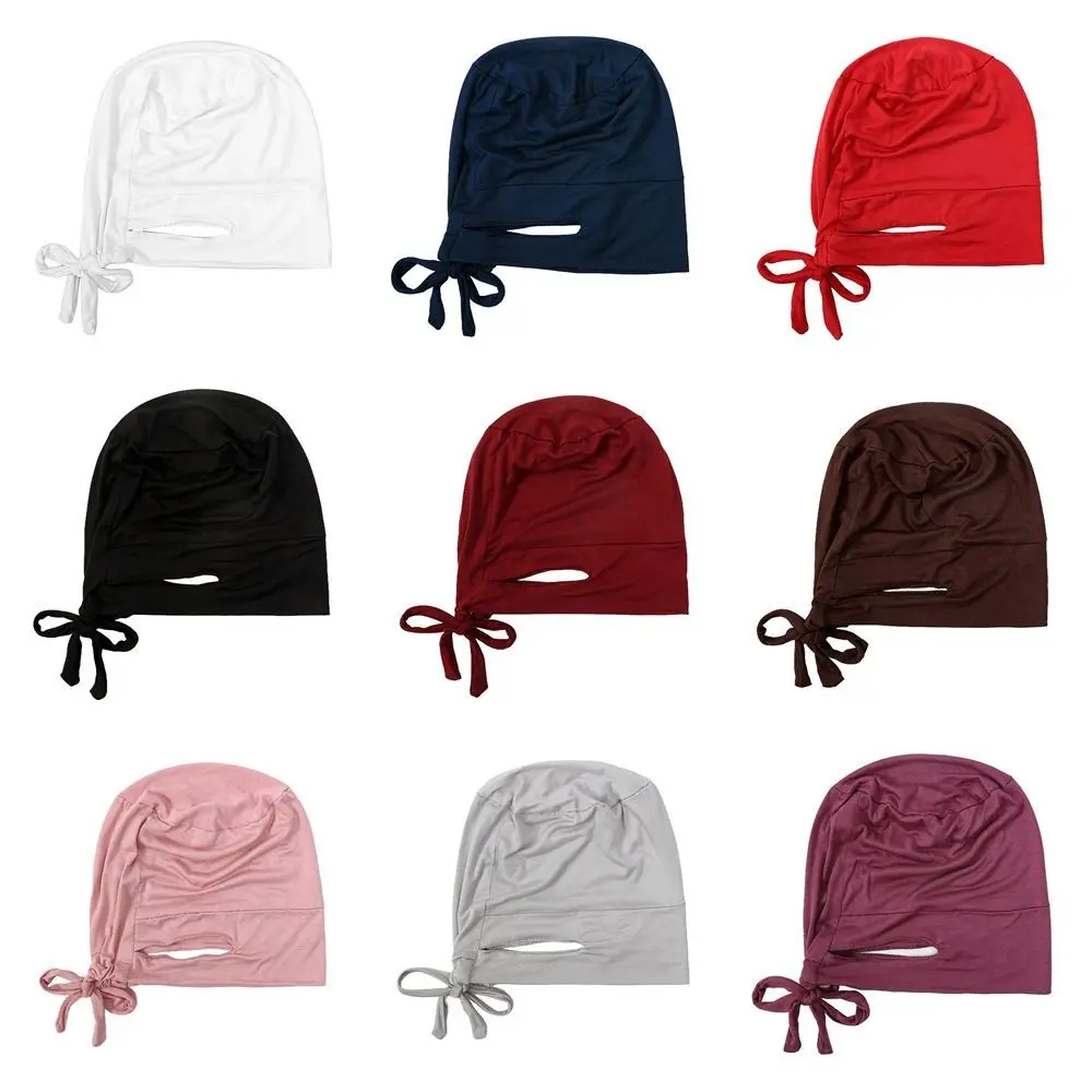 Head Scarf Undercap with Ear Hole Women's Hijabs Elastic Tie Hijab Women Hijab Hedging Caps Full Cover Islamic Under Scarf Girls