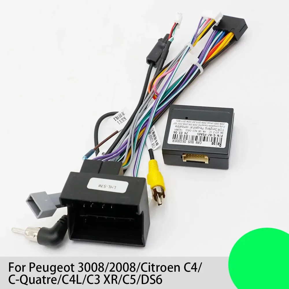 

For Peugeot 3008/2008/Citroen C4/C-Quatre/C4L/C3 XR/C5/DS6 16-pin Car Android Stereo Wiring Harness