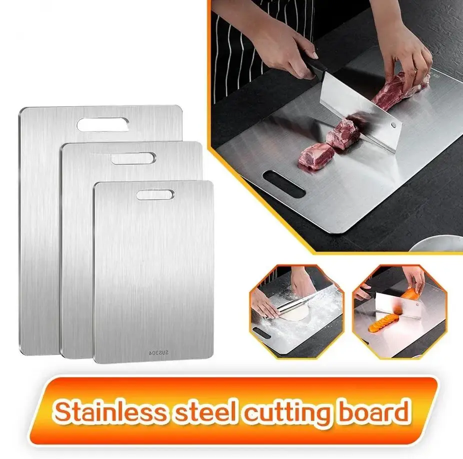 Stainless Steel Cutting Board Double Side Thickened Chopping Board Easy To Clean Antibacterial Mildew-proof Kneading Dough Board