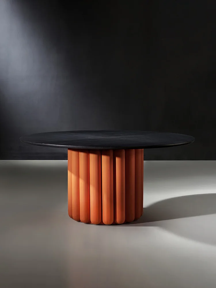 Italian minimalist North American imported ash wood round dining table, original designer furniture