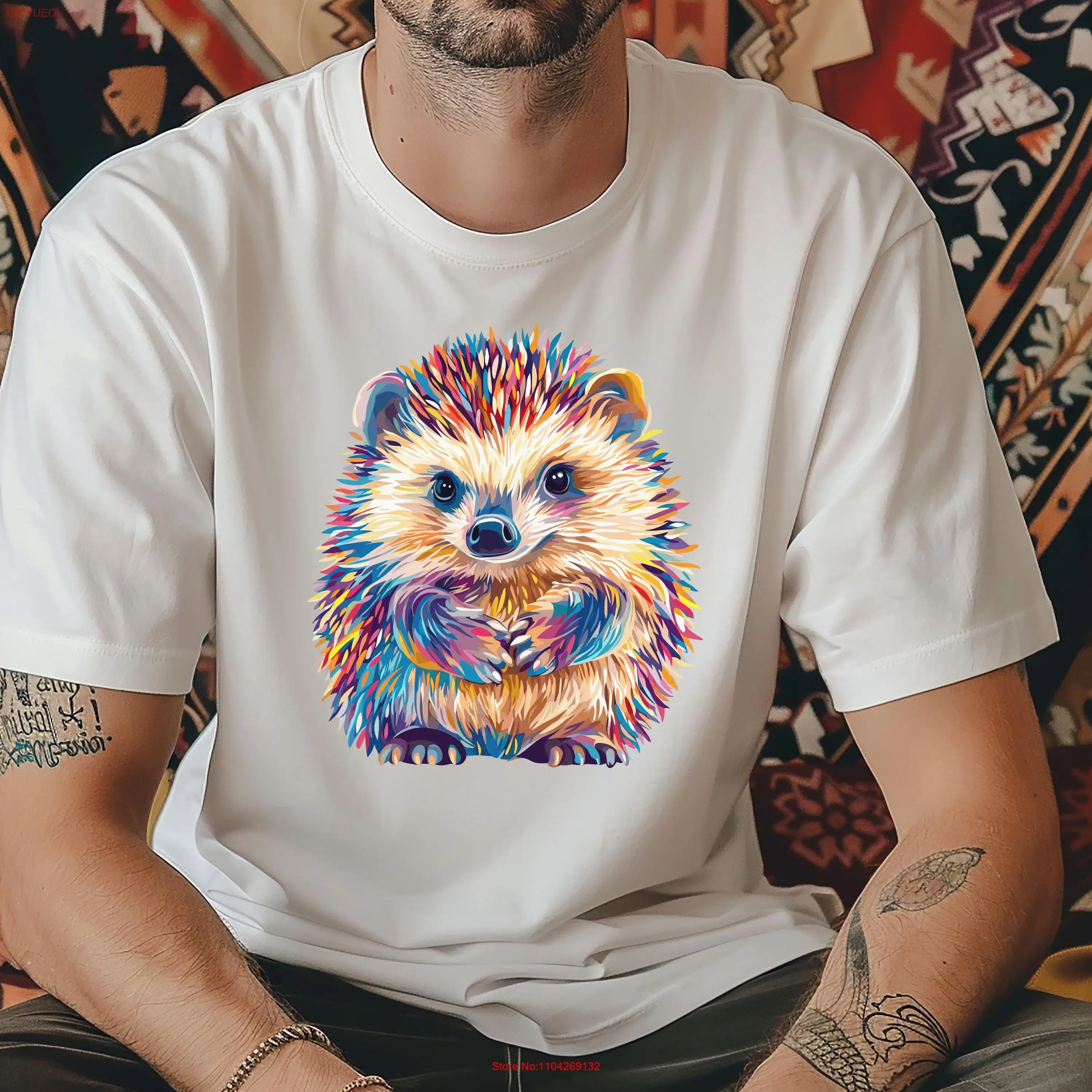 Cute Hedgehog T Shirt Men's Lover Boys Animal s long or short sleeves