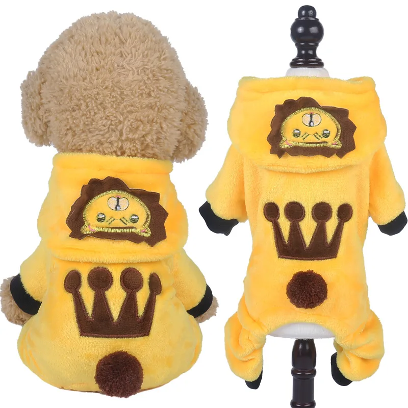 Four Legged Dog Winter Clothes Pet Clothes Transformation Clothe Coral Fleece Autumn and Winter Dinosaur Cat Clothing Pet Supply