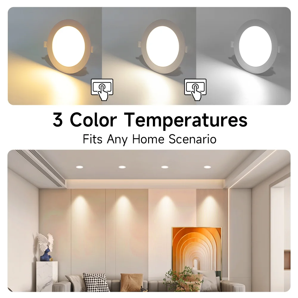 

Светодиодные потолочные светильники, встроенные светодиодные потолочные прожекторы, ультратонкие потолочные светильники, трехцветные точечные лампы для гостиной, ванной комнаты, коридора