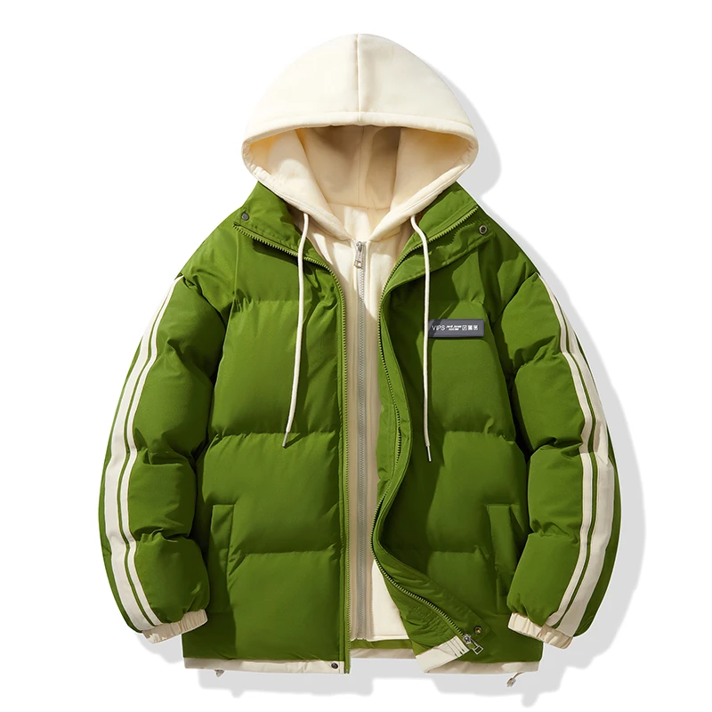 

Мужская куртка на хлопковой подкладке из искусственного пуха, модная повседневная куртка с воротником-стойкой, теплая морозостойкая куртка с капюшоном для подростков