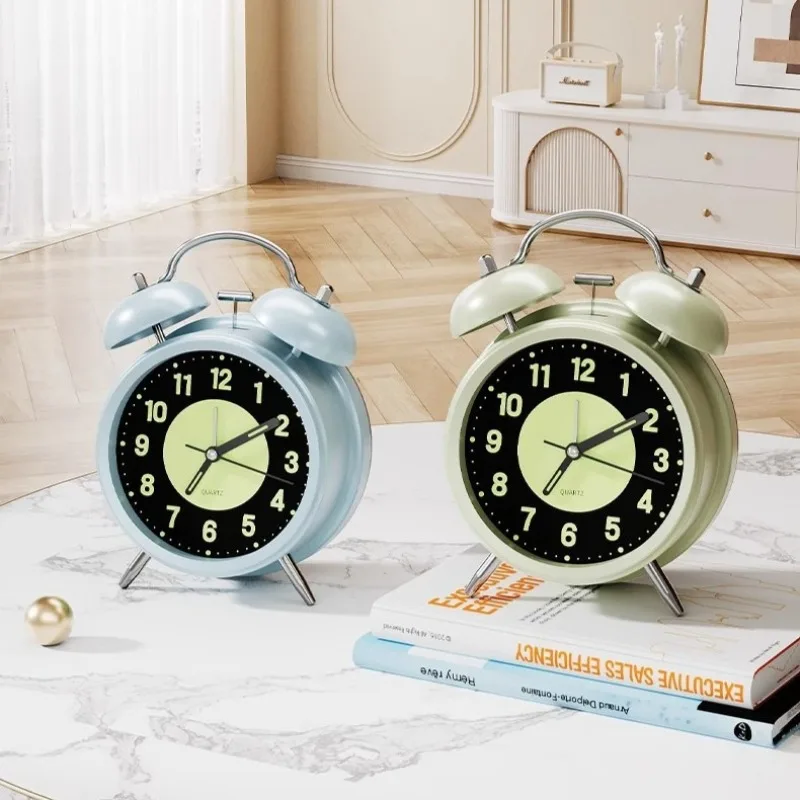 

Nordic Creative Metal Quartz Alarm Clock Big Ringtone Luminous Student Alarm Watch Bedside Table Decorative Clock Silent
