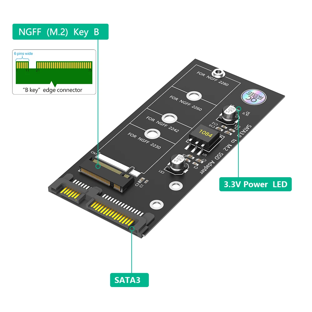 2.5 cali SATA III M.2 NGFF do karta adaptera SATA B KeyB & M kluczyk SSD konwerter NGFF M2 sterownik dla NGFF M.2 2280 2260 2242 2230 SSD