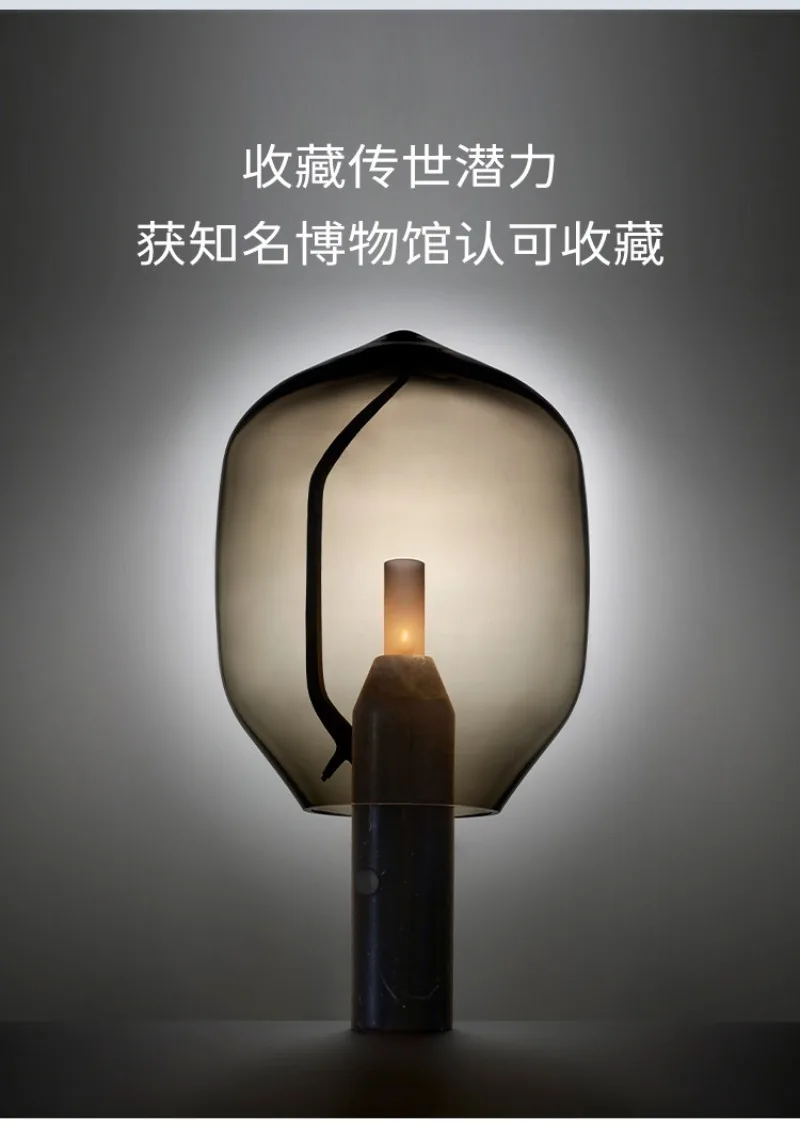 Simple fashion Glass desk lamp marble base bedroom ambient light