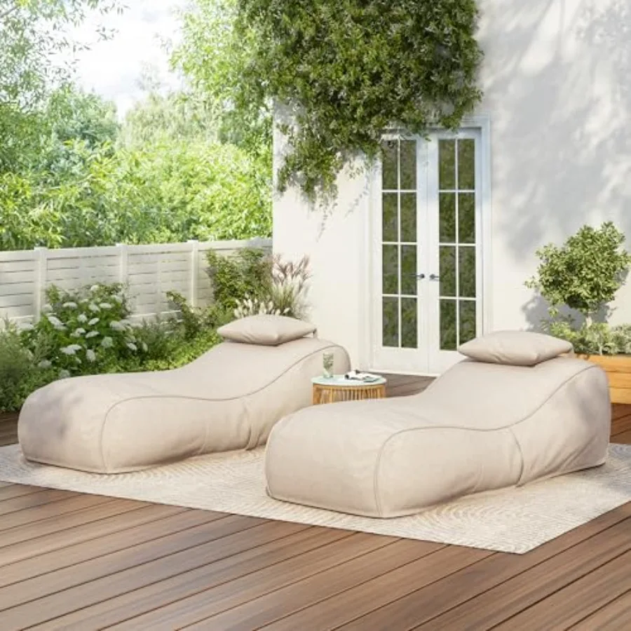 

Morton Outdoor Bean Bag Chair Набор из 2-х тканевых стульев-мешков для взрослых и внутреннего/наружного шезлонга с подголовником Patio Chai