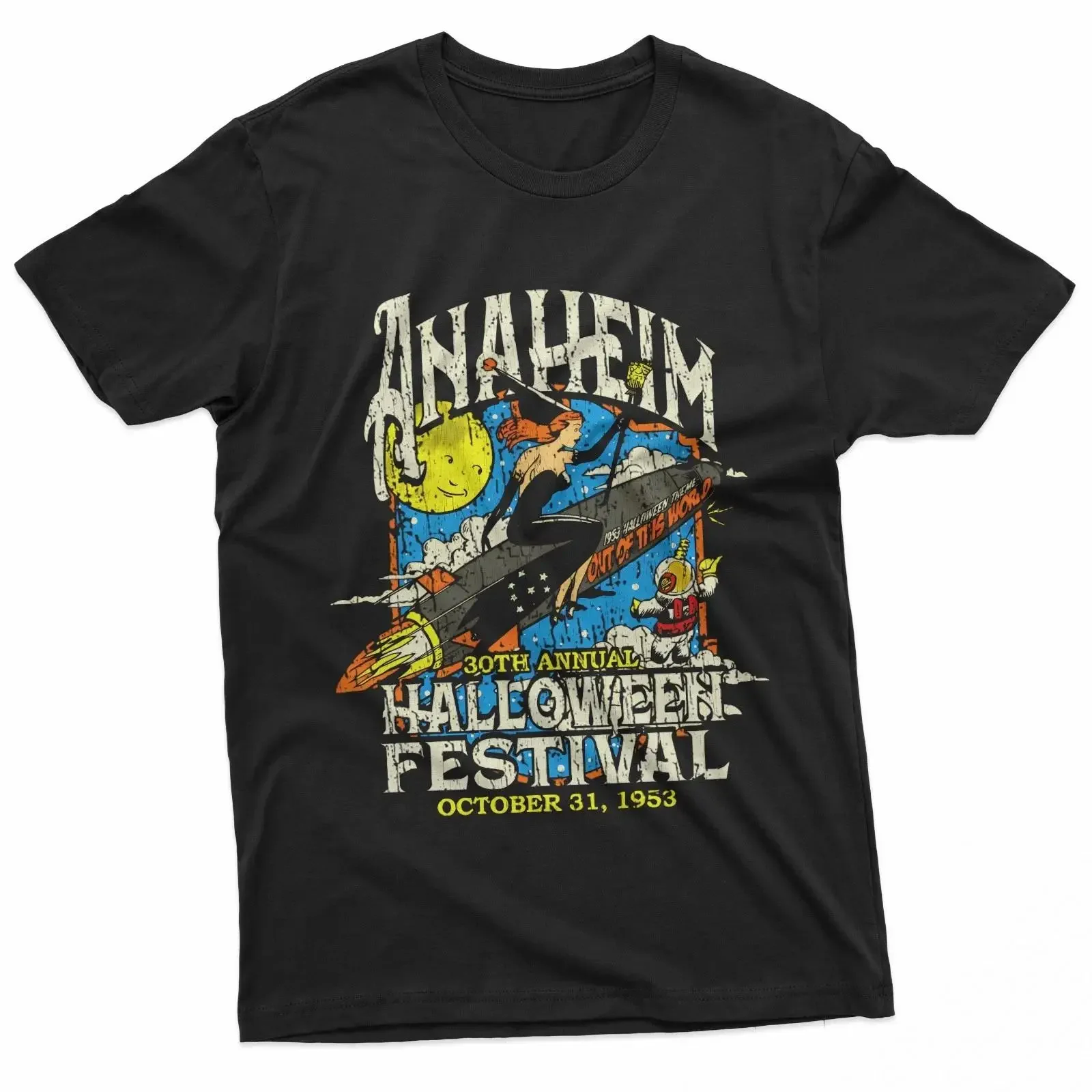 Anaheim Halloween Festival 1953 T-Shirt Vintage gewaschen weich Herren-Top für den Alltag Unisex Streetwear atmungsaktiv lässig