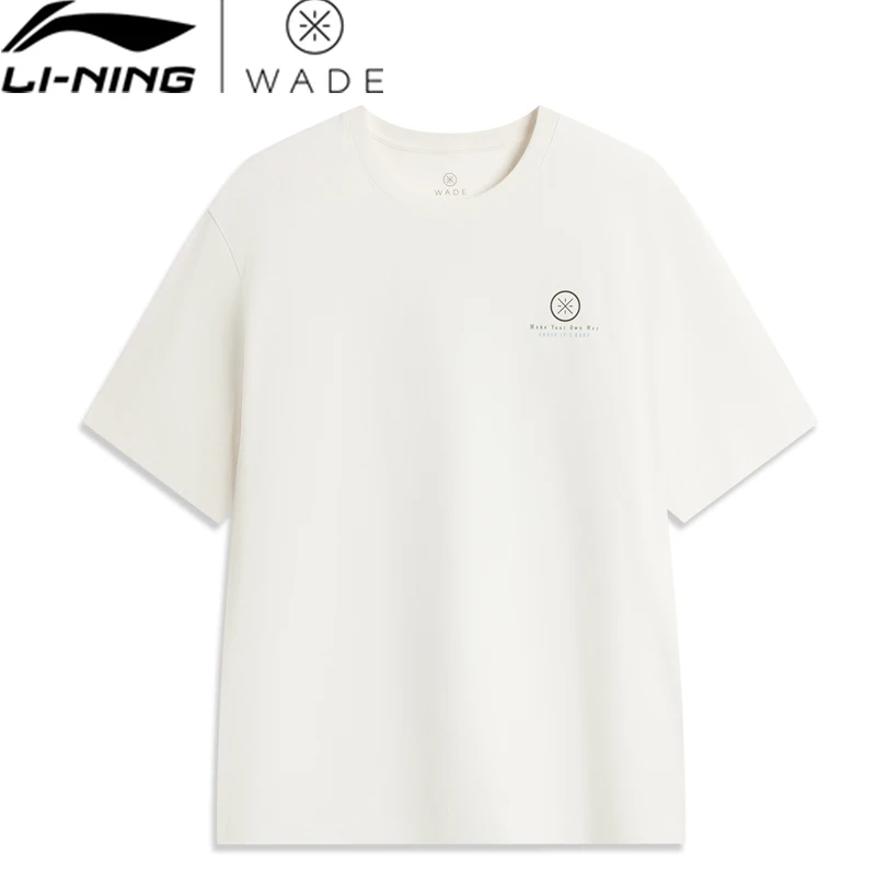 

Li-Ning Men Wade Sports T-Shirt 100%Cotton Comfortable Breathable LiNing Letter Fashionable Basketball Culture Tee Tops AHSV001