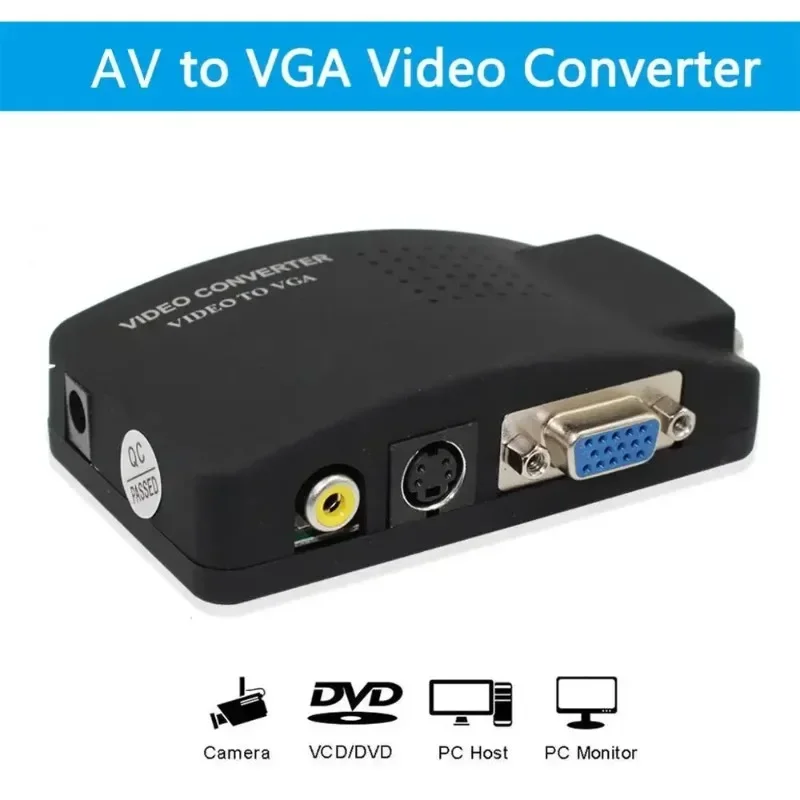 AV to VGA, CVBS, S video Input to PC, VGA Out Adapter Converter Switch Box for PC, MAC, TV