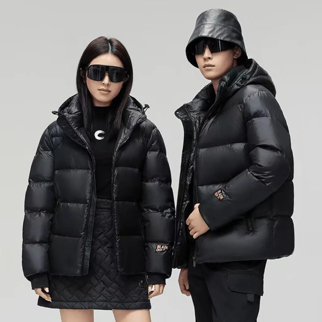 

Short Black Gold down Cotton-Padded Jacket Autumn Winter Korean Style Fashion Loose Thickened for Men Women Couples