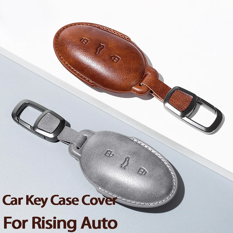 

Smart Remote Key Case Cover For Rising Auto R7 F7 ER6 Leather Keychain Shell Cover Fob