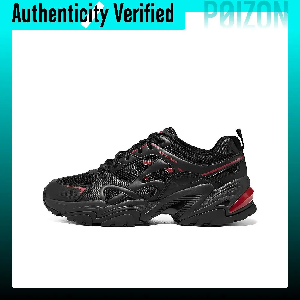 skechers-stamina-v2-chunky-sneakers-women's-low-top-black-red-149514-bkrd