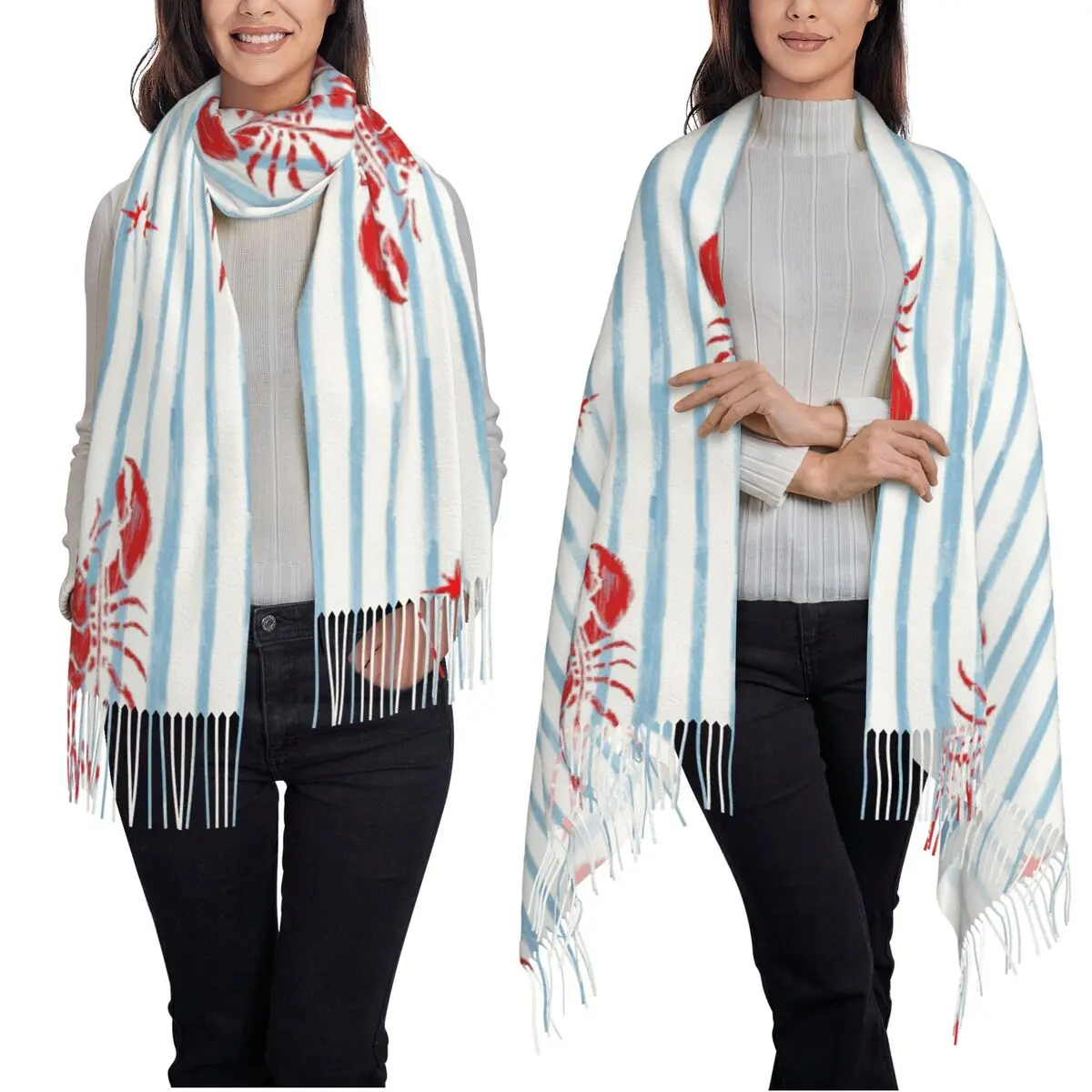 الصيف جراد البحر حزب على المشارب وشاح شرابة الأوشحة للنساء شالات دافئة لينة ويلتف كبير الخريف الشتاء شال التفاف