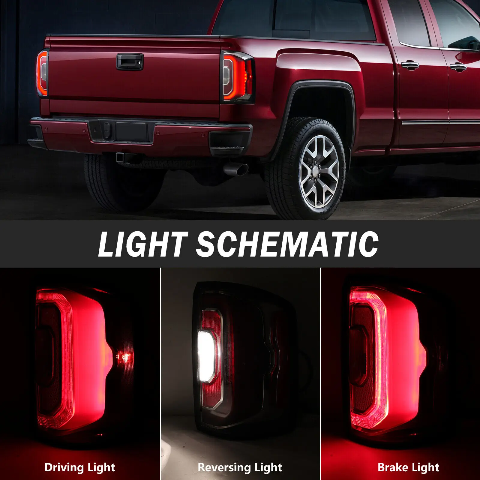 Right Tail Light For 2016 2017 2018 GMC Sierra Denali Rear brake Tail Light Lamp