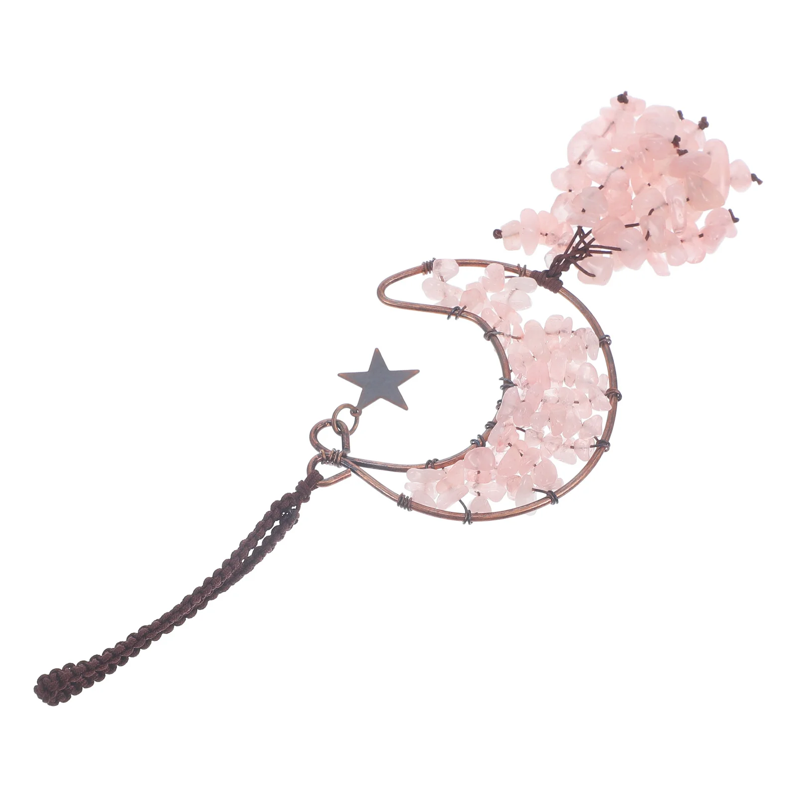 

Moon Crystal Hanging Ornament Natural Crystal Stone Rearview Mirror Hanging Ornament Tassel Pendant Car Bag Window Decoration