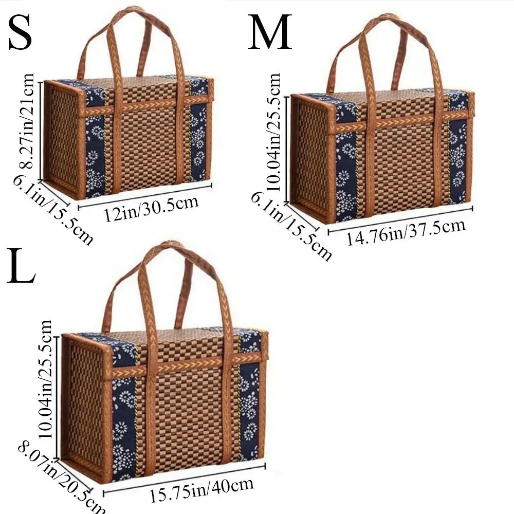 Creative 1Pcs Folding Moon Cake Camping Hand-Woven Bamboo Products Gift Box Storage Box Storage Basket