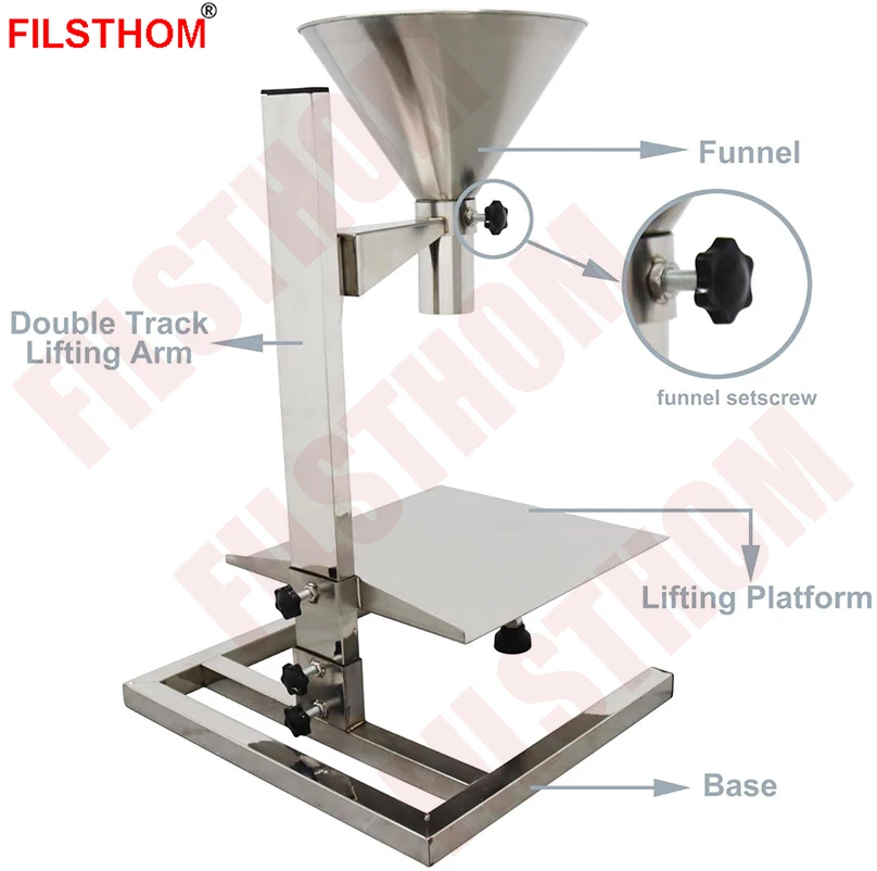 Food Standard Filling Feeding Funnel Hopper With Vertical Support Stand For Filling Various Types Of Food Granule Powder Liquid