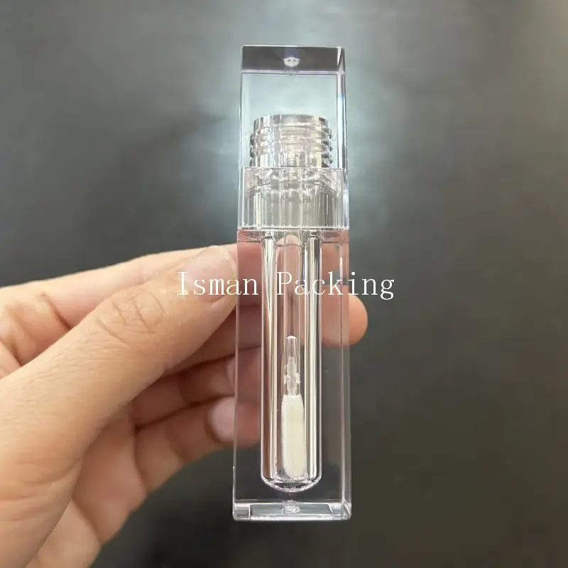 40 szt. kwadratowych, przezroczystych tubek na szminkę/błyszczyk do ust, puste, grube ścianki, z miękkim aplikatorem, 6 ml