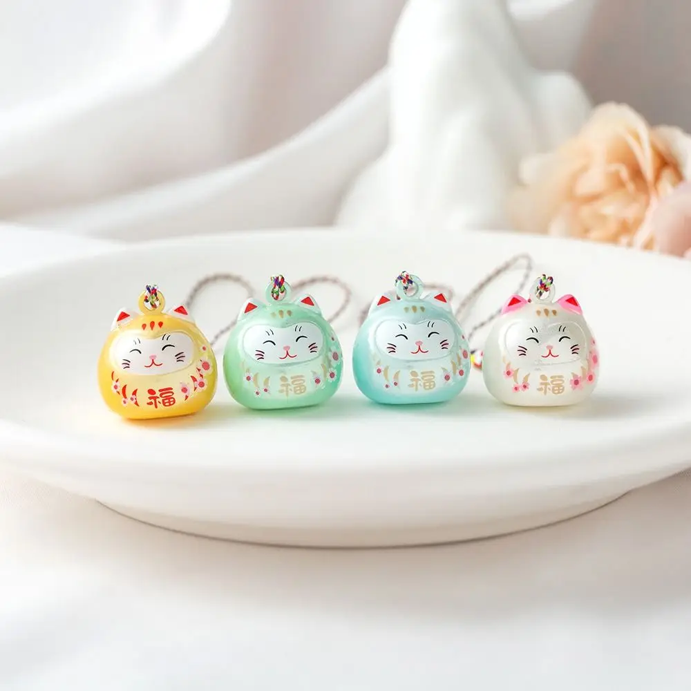 Japanese Cute Lucky Cat Daruma Bells Pendant DIY Trinkets Car Bag Key Chain Water Bells Good Luck Fortune Wealth Charm Gift 2025