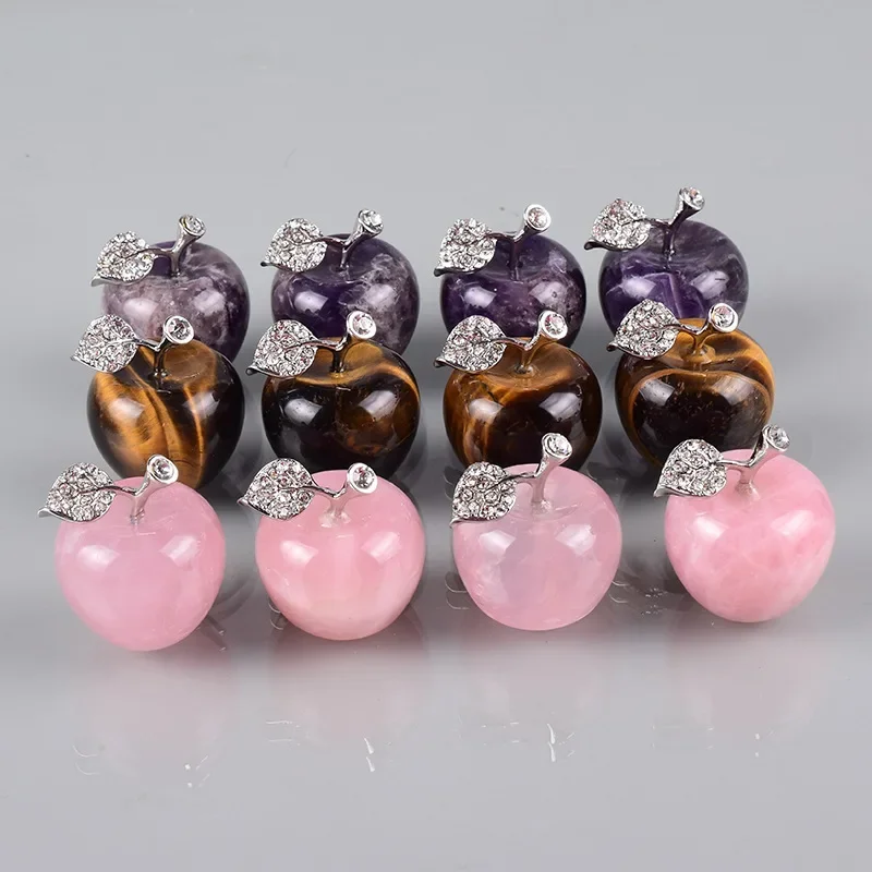 1PC Apple Natural Quartz Pink Crystal Home Room Car Decoration Valentine's Day DIY Gift Healing Crystals Stone Christmas Present