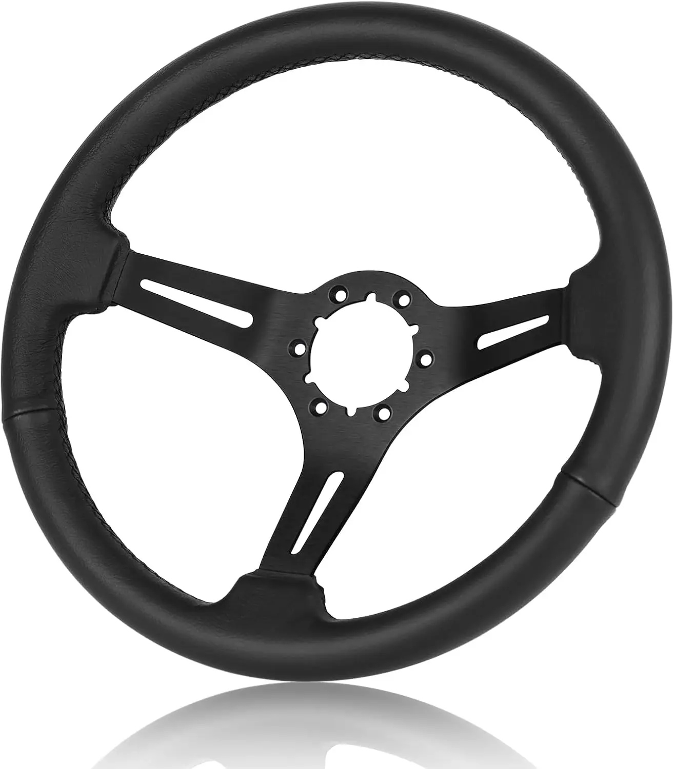 

14-дюймовый гоночный руль с перфорированной кожаной отделкой для классических автомобилей, черный