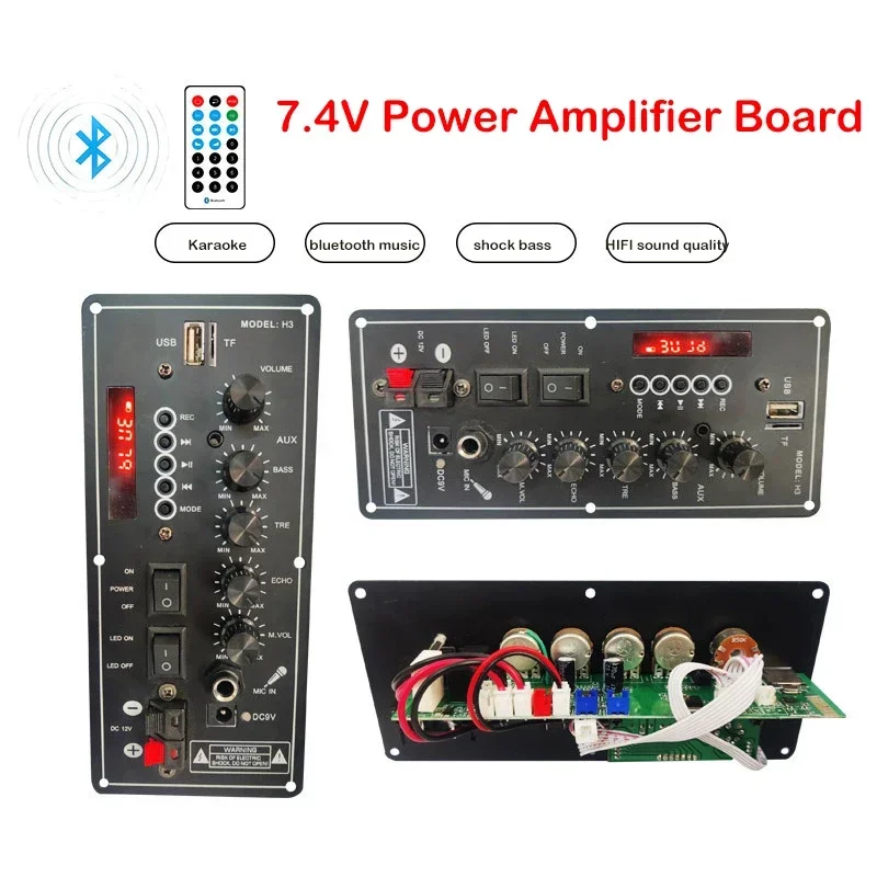 

30W-120W Power Amplifier Board USB Dac FM Radio TF Player Subwoofer DIY Amplifiers 7.4V Lithium Battery Outdoor Bluetooth Lever