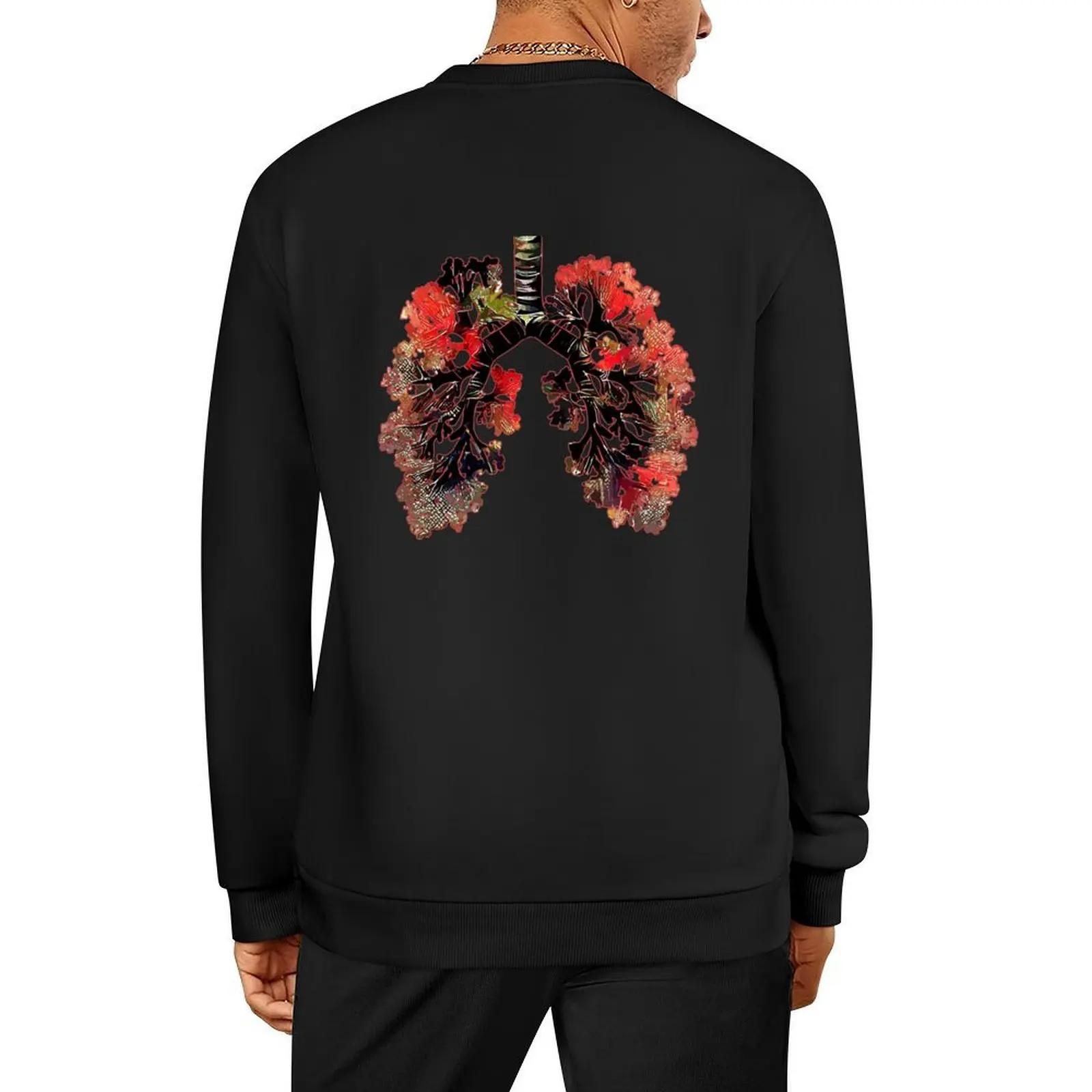 

Lungs cancer awareness, red coral human anatomy, watercolor style Pullover tracksuits autumn clothes aesthetic sweatshirts