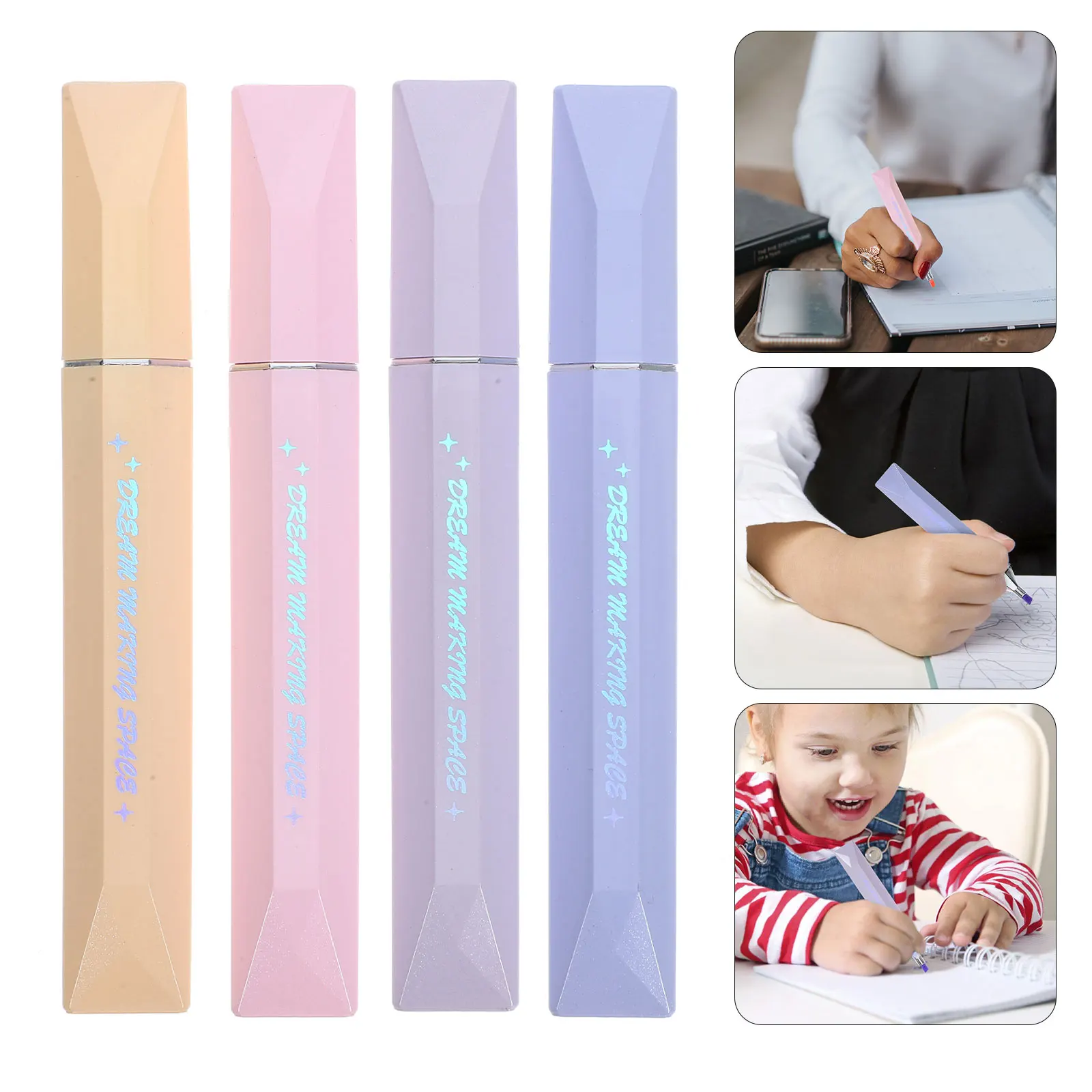 

4 Pcs Soft Tip Highlighter Markers Book Color Highlighters Colored Pens for Note Taking Bookmark Cute