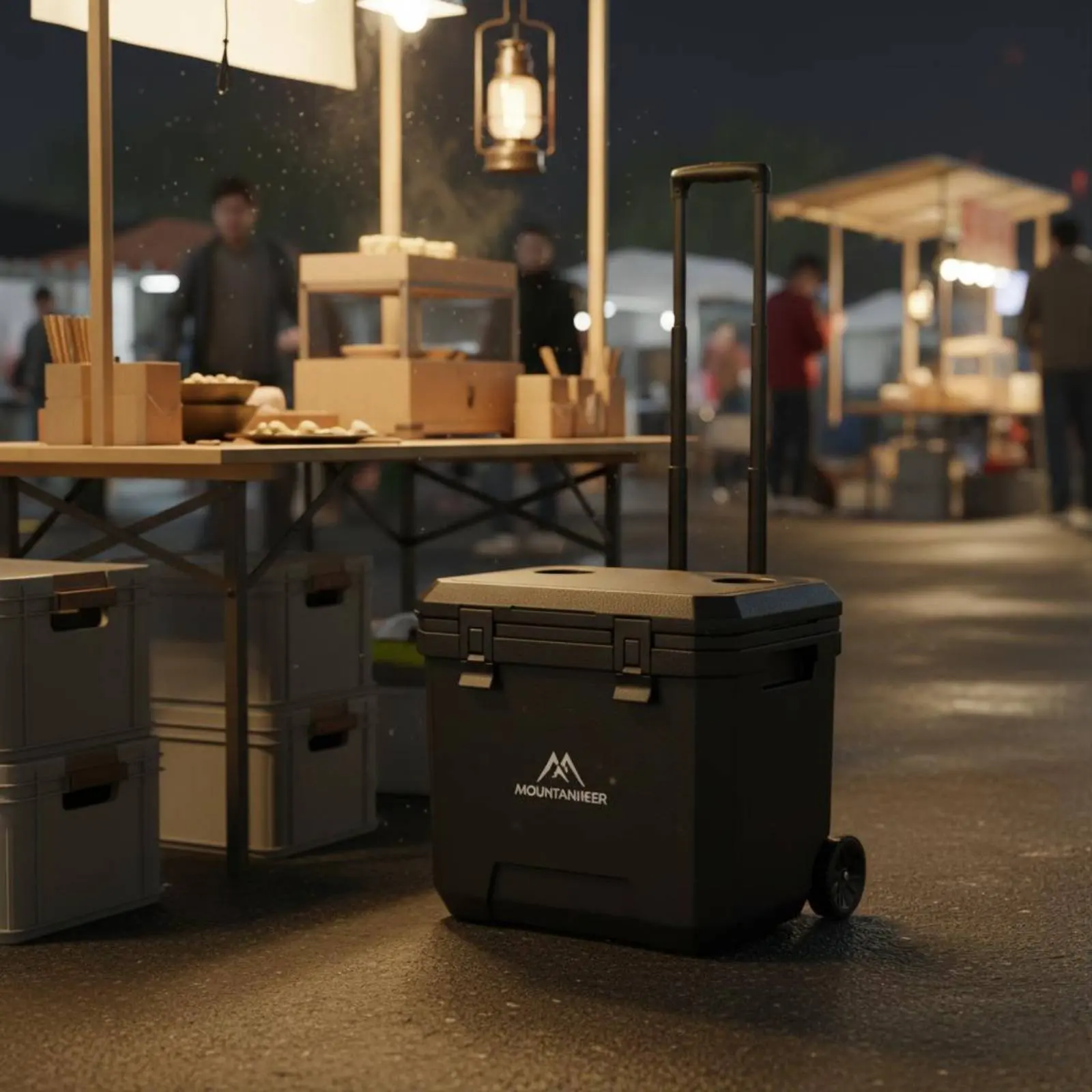 Wheeled Cooler Insulated Wheeled Cooler Box Portable Ice Chest Easy to Roll Cooling Gear Food Crisp for Market Stall, Car Travel view 6