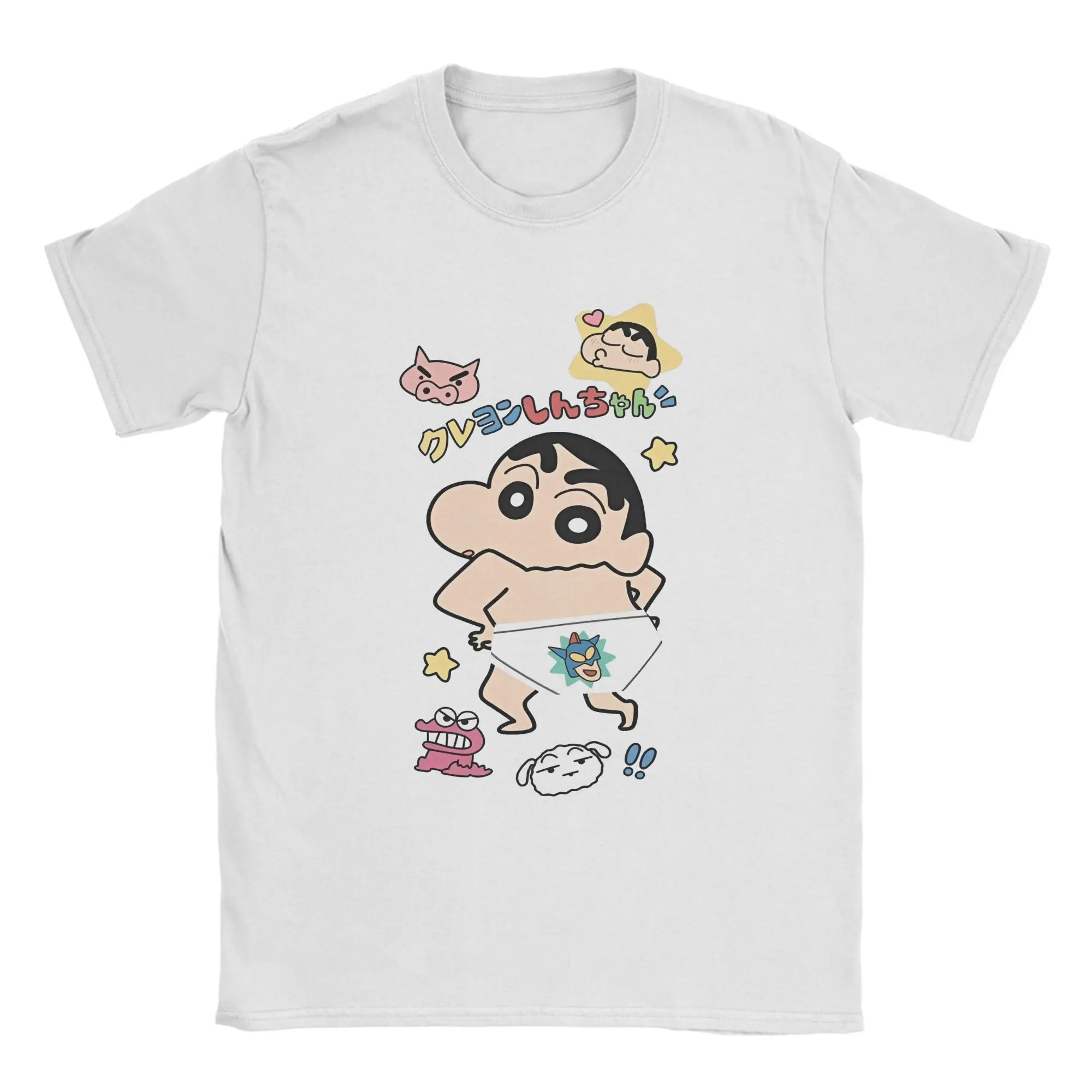 Harajuku Kawii Crayon Shin-chan T Shirt For Men Women Round Neck Short Sleeve Tops Shirts Japanese Anime Cotton Summer Top Tee