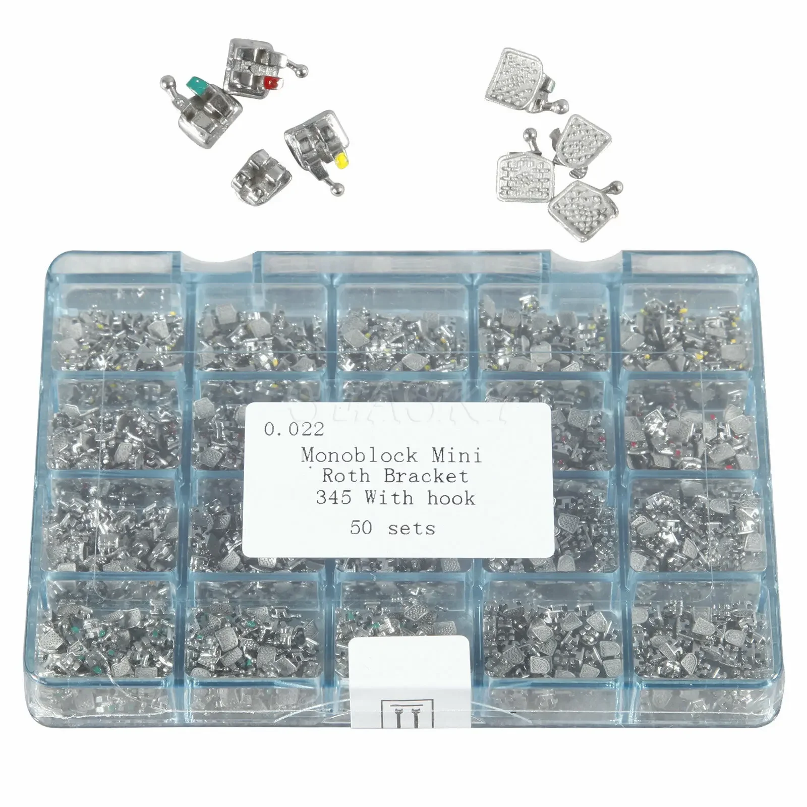 1000PCS/50Sets Dental Orthodontic Metal Bracket Brace Monoblock Mini Roth.022 345 Hooks