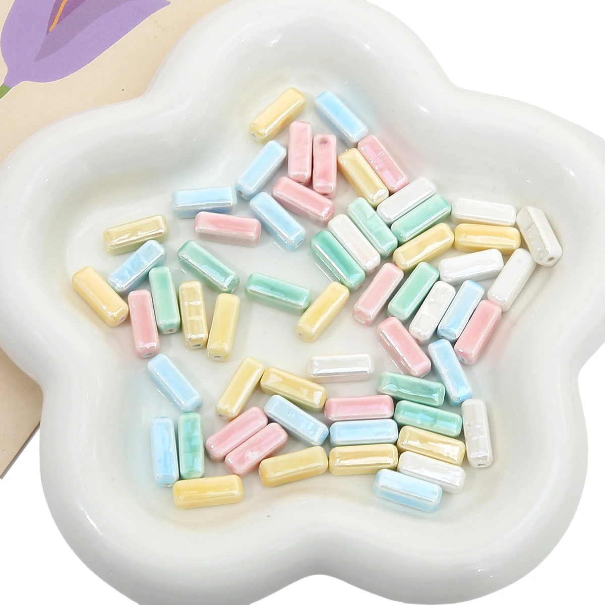 5pcs Cerami Beads Gifts girls Loose Beads beading Porcelain Rectangular Cubic Beads for Earring Bracelet DIY Jewelry Making