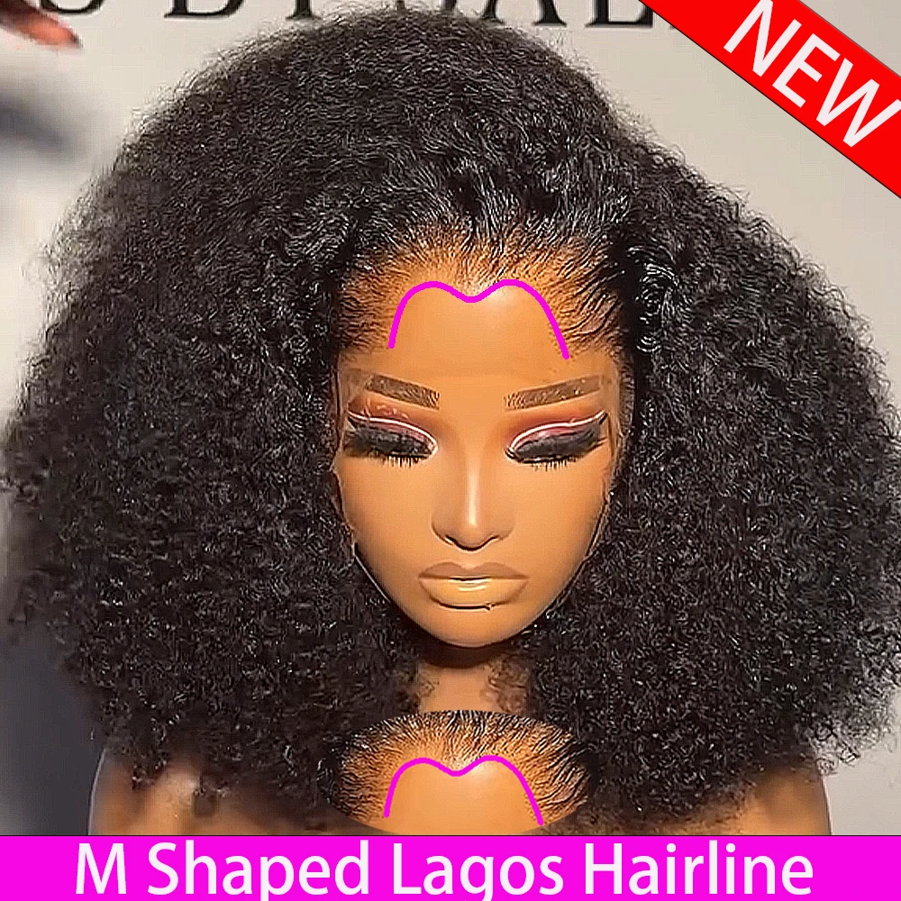 

M Shaped Lagos Hairline New Trend Wigs Afro Kinky Curly 200/300/400 Density Wear And Go 13x6/360 HD Lace Frontal Wigs For Women