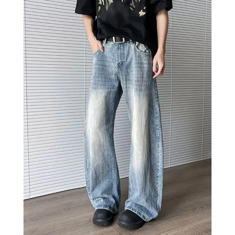 

Винтажные джинсы с ножом, мужские слипоны, американские тяжелые молодежные широкие брюки длиной до пола, повседневные прямые брюки